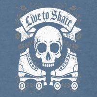 Skull And Roller Skates Live To Skate Goth Punk Roller Derby Garment-Dyed Sweatshirt
