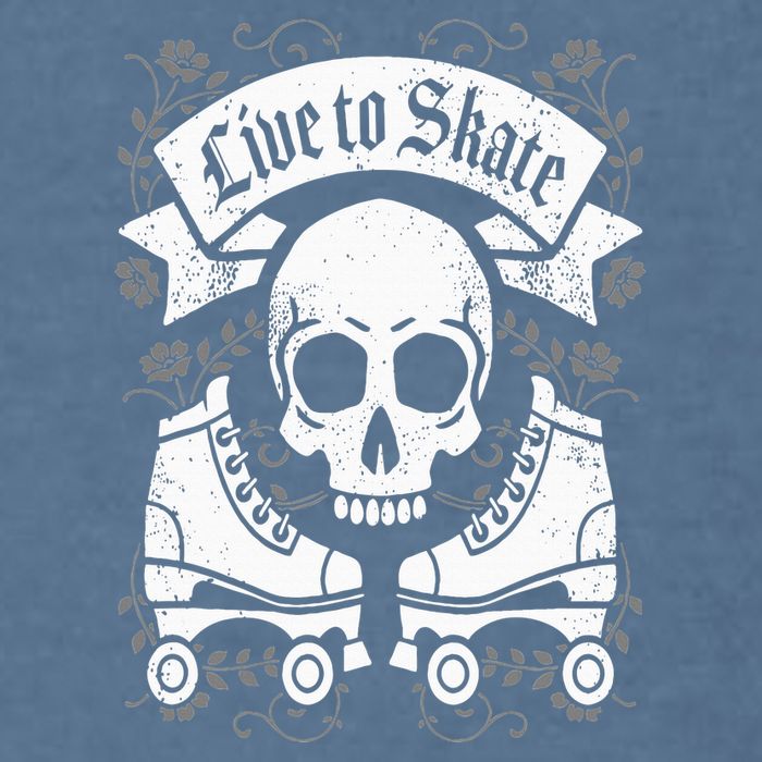 Skull And Roller Skates Live To Skate Goth Punk Roller Derby Garment-Dyed Sweatshirt