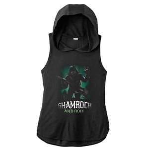 Shamrock And Roll Irish Rock Music Monster Ladies PosiCharge Tri-Blend Wicking Draft Hoodie Tank