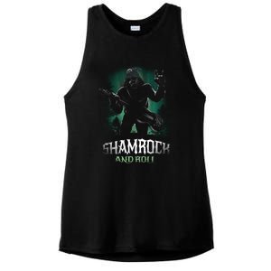 Shamrock And Roll Irish Rock Music Monster Ladies PosiCharge Tri-Blend Wicking Tank