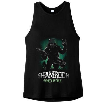 Shamrock And Roll Irish Rock Music Monster Ladies PosiCharge Tri-Blend Wicking Tank