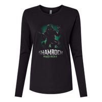 Shamrock And Roll Irish Rock Music Monster Womens Cotton Relaxed Long Sleeve T-Shirt