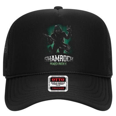 Shamrock And Roll Irish Rock Music Monster High Crown Mesh Back Trucker Hat