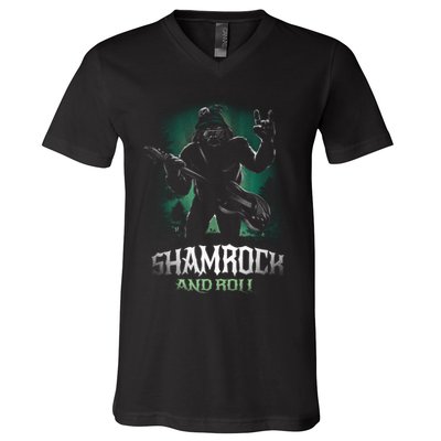 Shamrock And Roll Irish Rock Music Monster V-Neck T-Shirt