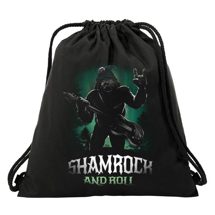 Shamrock And Roll Irish Rock Music Monster Drawstring Bag