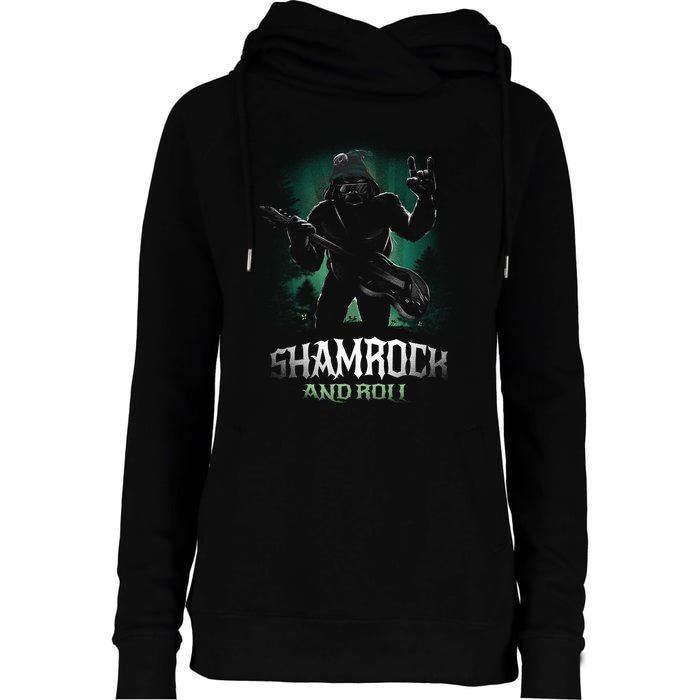 Shamrock And Roll Irish Rock Music Monster Womens Funnel Neck Pullover Hood