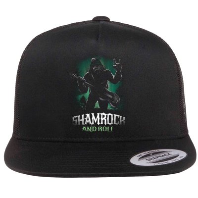 Shamrock And Roll Irish Rock Music Monster Flat Bill Trucker Hat