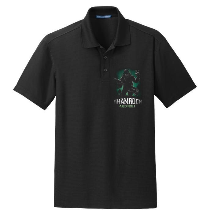 Shamrock And Roll Irish Rock Music Monster Dry Zone Grid Polo