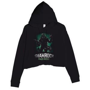 Shamrock And Roll Irish Rock Music Monster Crop Fleece Hoodie