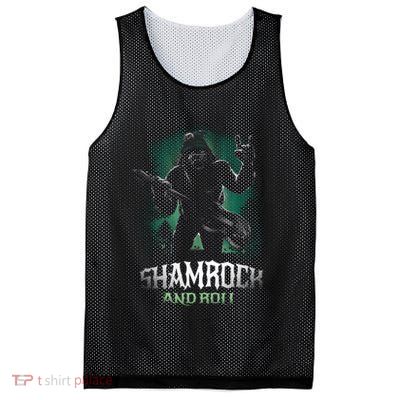 Shamrock And Roll Irish Rock Music Monster Mesh Reversible Basketball Jersey Tank