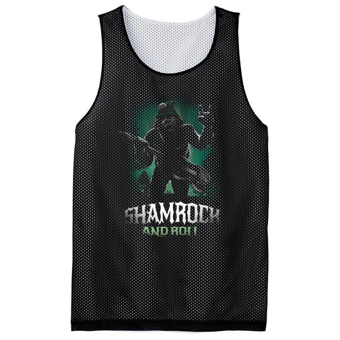 Shamrock And Roll Irish Rock Music Monster Mesh Reversible Basketball Jersey Tank