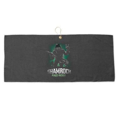 Shamrock And Roll Irish Rock Music Monster Large Microfiber Waffle Golf Towel