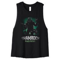 Shamrock And Roll Irish Rock Music Monster Women's Racerback Cropped Tank