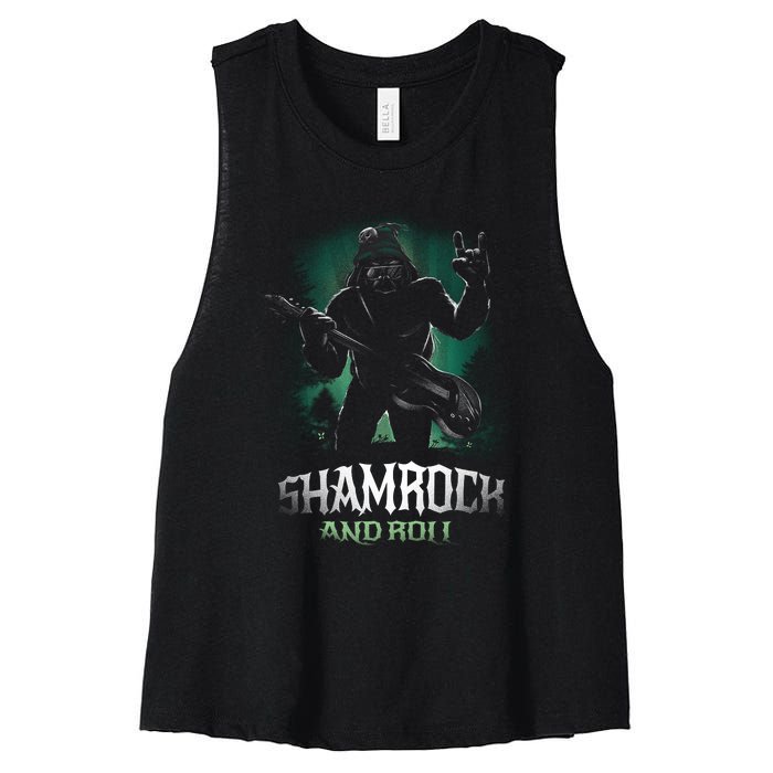 Shamrock And Roll Irish Rock Music Monster Women's Racerback Cropped Tank