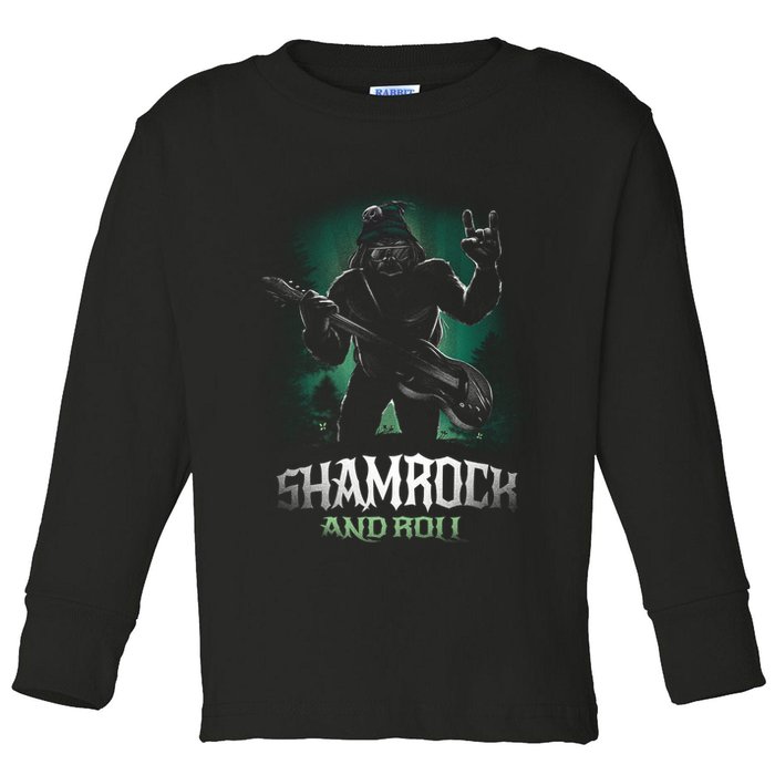 Shamrock And Roll Irish Rock Music Monster Toddler Long Sleeve Shirt
