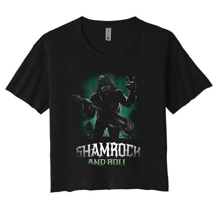 Shamrock And Roll Irish Rock Music Monster Women's Crop Top Tee