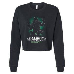 Shamrock And Roll Irish Rock Music Monster Cropped Pullover Crew