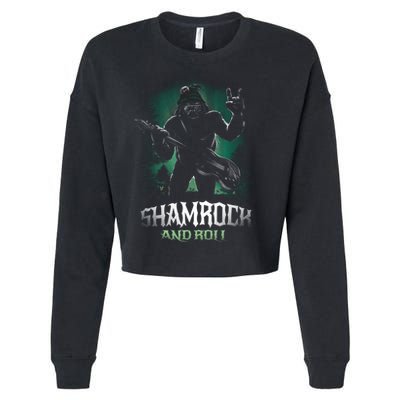 Shamrock And Roll Irish Rock Music Monster Cropped Pullover Crew