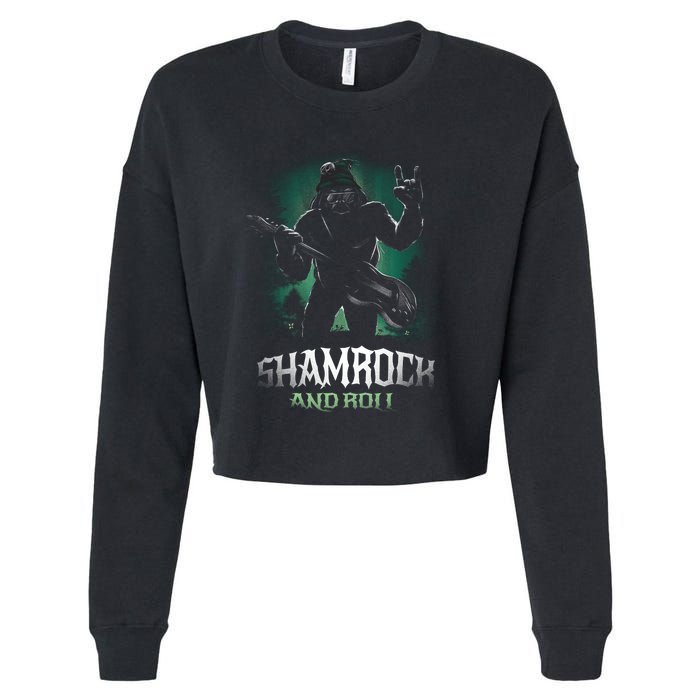 Shamrock And Roll Irish Rock Music Monster Cropped Pullover Crew