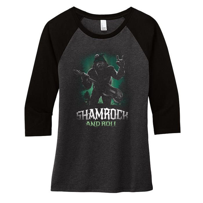 Shamrock And Roll Irish Rock Music Monster Women's Tri-Blend 3/4-Sleeve Raglan Shirt