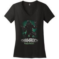 Shamrock And Roll Irish Rock Music Monster Women's V-Neck T-Shirt