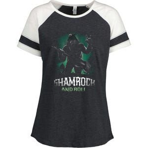 Shamrock And Roll Irish Rock Music Monster Enza Ladies Jersey Colorblock Tee