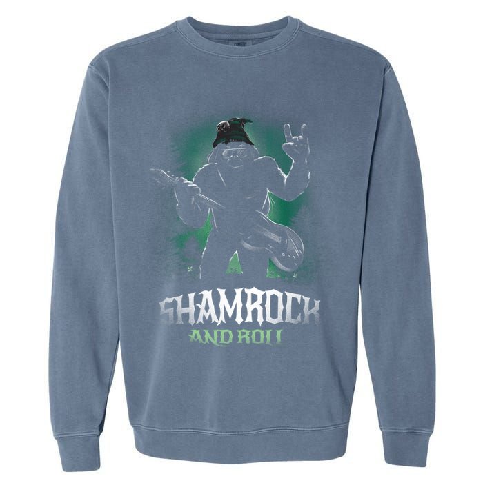Shamrock And Roll Irish Rock Music Monster Garment-Dyed Sweatshirt