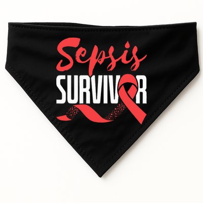 Sepsis Awareness  Red Ribbon  Sepsis Survivor USA-Made Doggie Bandana