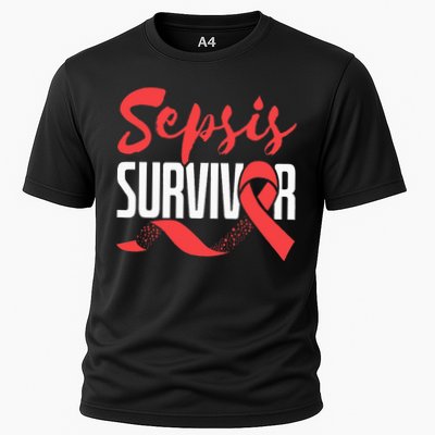 Sepsis Awareness  Red Ribbon  Sepsis Survivor Performance Shirt