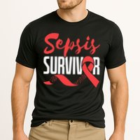 Sepsis Awareness  Red Ribbon  Sepsis Survivor Cooling Performance Crew T-Shirt