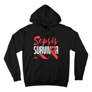 Sepsis Awareness  Red Ribbon  Sepsis Survivor Hoodie