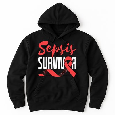 Sepsis Awareness  Red Ribbon  Sepsis Survivor Hoodie