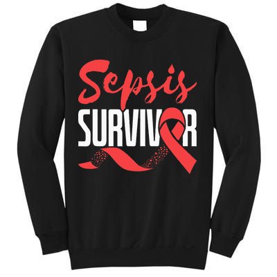 Sepsis Awareness  Red Ribbon  Sepsis Survivor Sweatshirt