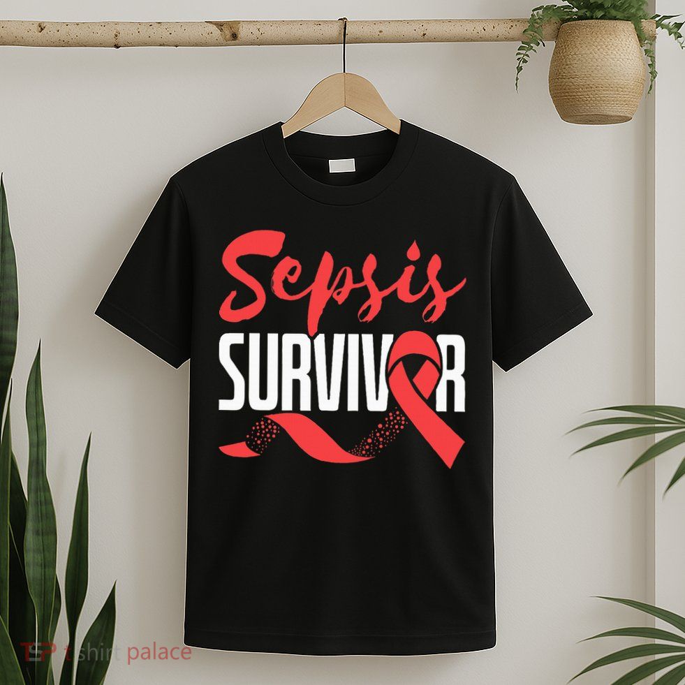 Sepsis Awareness  Red Ribbon  Sepsis Survivor T-Shirt