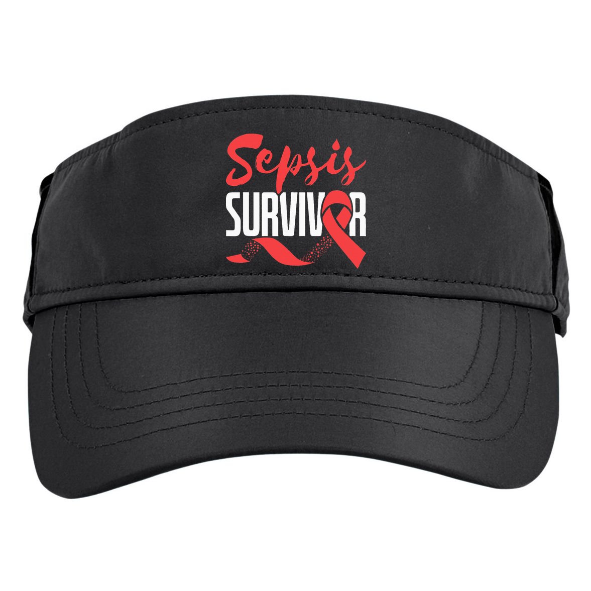 Sepsis Awareness  Red Ribbon  Sepsis Survivor Adult Drive Performance Visor