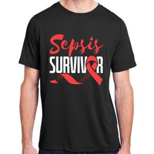 Sepsis Awareness  Red Ribbon  Sepsis Survivor Adult ChromaSoft Performance T-Shirt