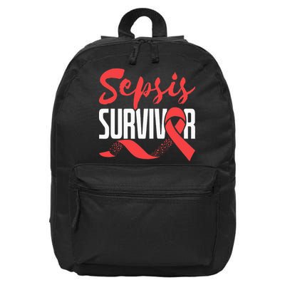 Sepsis Awareness  Red Ribbon  Sepsis Survivor 16 in Basic Backpack