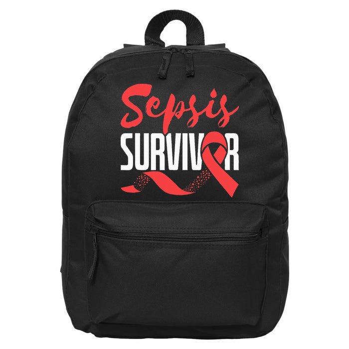 Sepsis Awareness  Red Ribbon  Sepsis Survivor 16 in Basic Backpack
