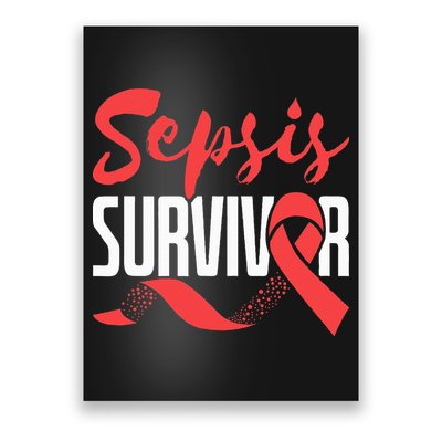 Sepsis Awareness  Red Ribbon  Sepsis Survivor Poster