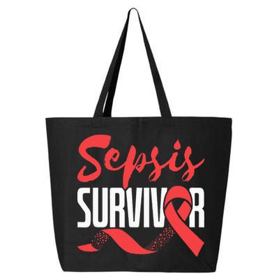 Sepsis Awareness  Red Ribbon  Sepsis Survivor 25L Jumbo Tote