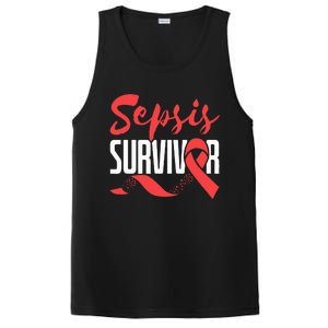 Sepsis Awareness  Red Ribbon  Sepsis Survivor PosiCharge Competitor Tank