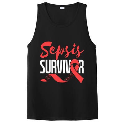 Sepsis Awareness  Red Ribbon  Sepsis Survivor PosiCharge Competitor Tank