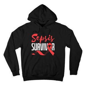 Sepsis Awareness  Red Ribbon  Sepsis Survivor Tall Hoodie