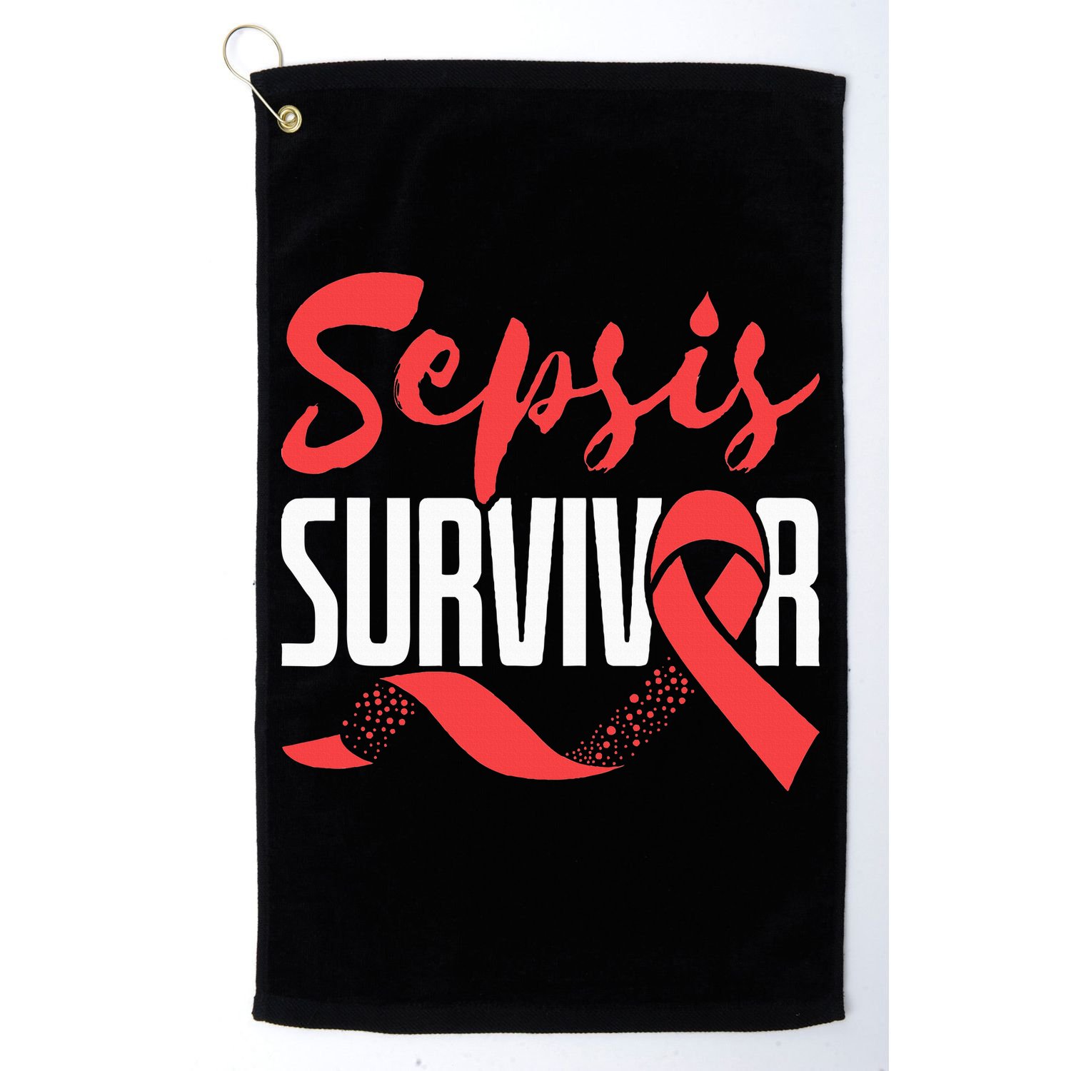 Sepsis Awareness  Red Ribbon  Sepsis Survivor Golf Towel
