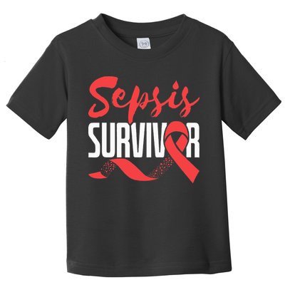 Sepsis Awareness  Red Ribbon  Sepsis Survivor Toddler T-Shirt