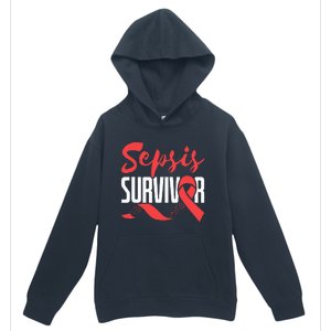 Sepsis Awareness  Red Ribbon  Sepsis Survivor Urban Pullover Hoodie