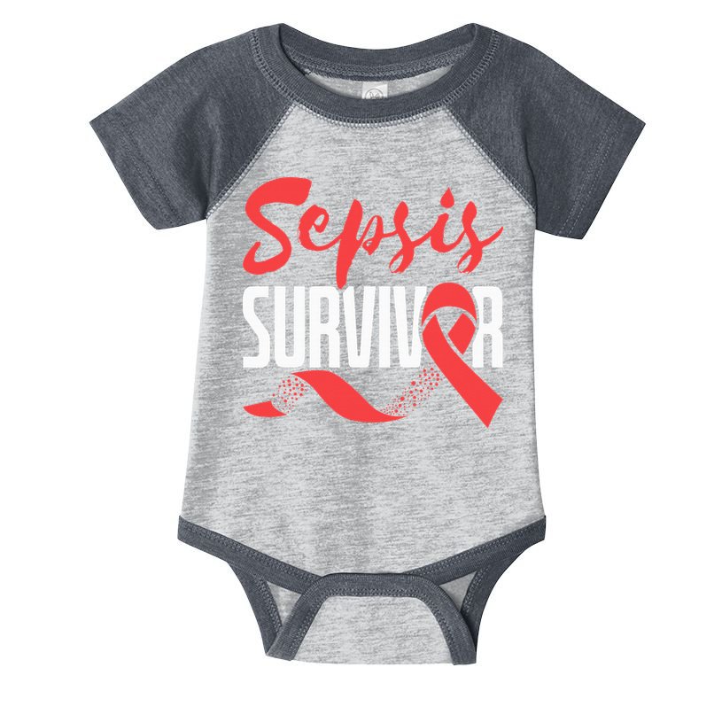 Sepsis Awareness  Red Ribbon  Sepsis Survivor Infant Baby Jersey Bodysuit