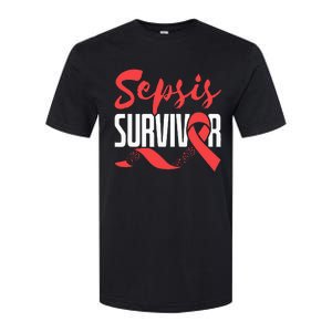 Sepsis Awareness  Red Ribbon  Sepsis Survivor Softstyle CVC T-Shirt