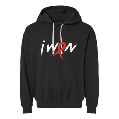 Stroke Awareness Red Ribbon I Won Brain Aneurysm Support Garment-Dyed Fleece Hoodie