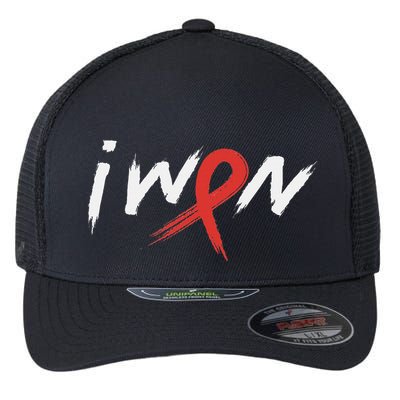 Stroke Awareness Red Ribbon I Won Brain Aneurysm Support Flexfit Unipanel Trucker Cap